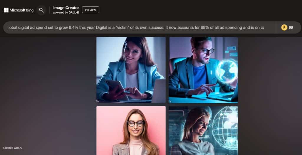 Unique AI generated images from Bing Image Creator, using Dall-E