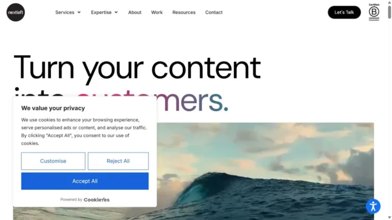 NextLeft website, captured July 2026