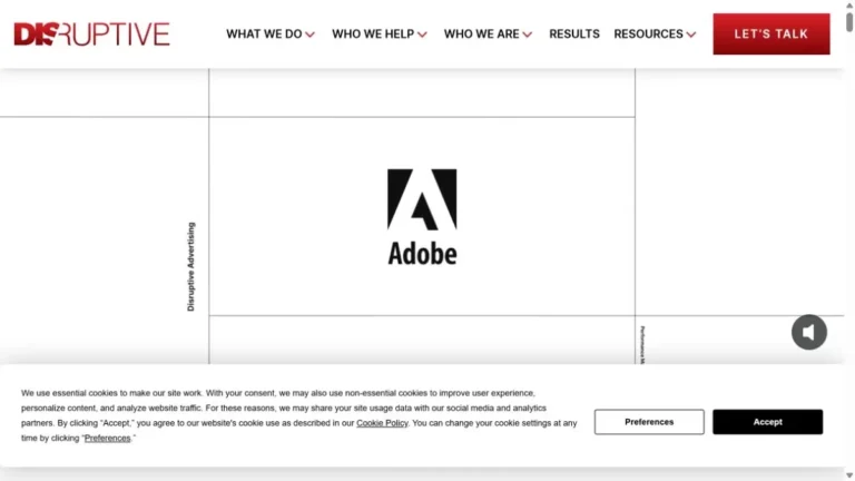 Disruptive Advertising website, captured July 2026