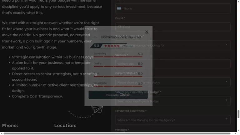 Conversion Perk website, captured July 2026