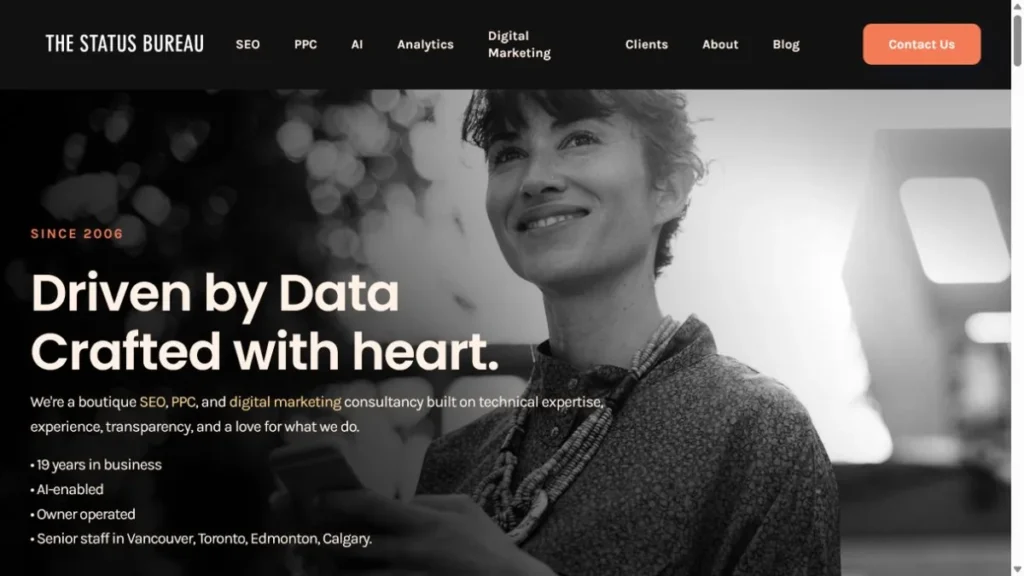 The Status Bureau website, captured July 2026