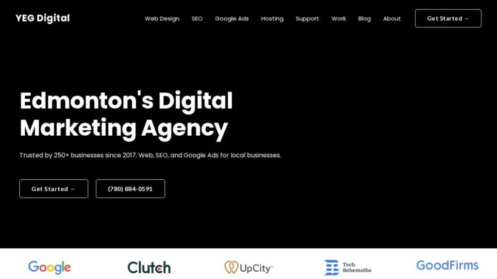 YEG Digital website, captured July 2026