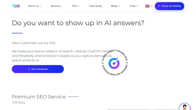 TOS (TopOnSeek) Agency website, captured July 2026