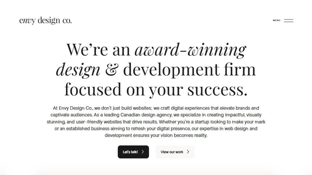 Envy Design Co. website, captured July 2026