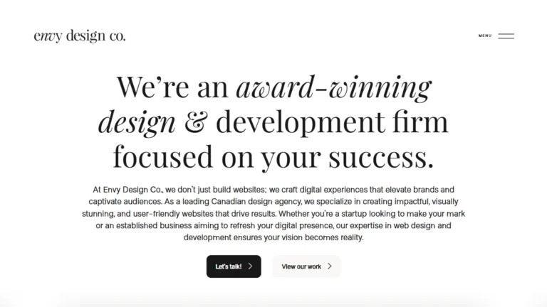 Envy Design Co. website, captured July 2026
