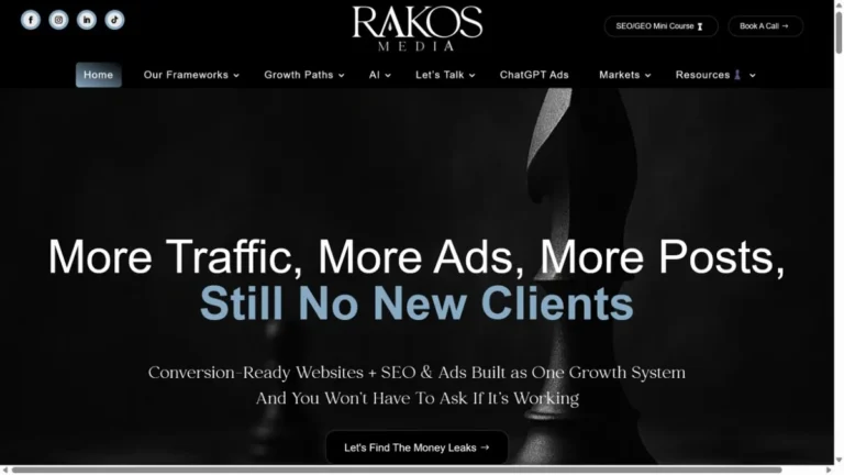 Rakos Media website, captured July 2026
