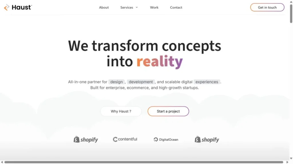Haust - Ecommerce Development Agency website, captured July 2026