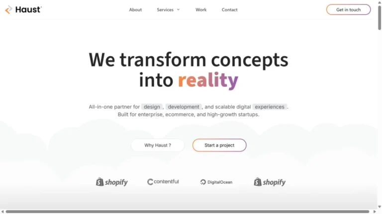 Haust - Ecommerce Development Agency website, captured July 2026