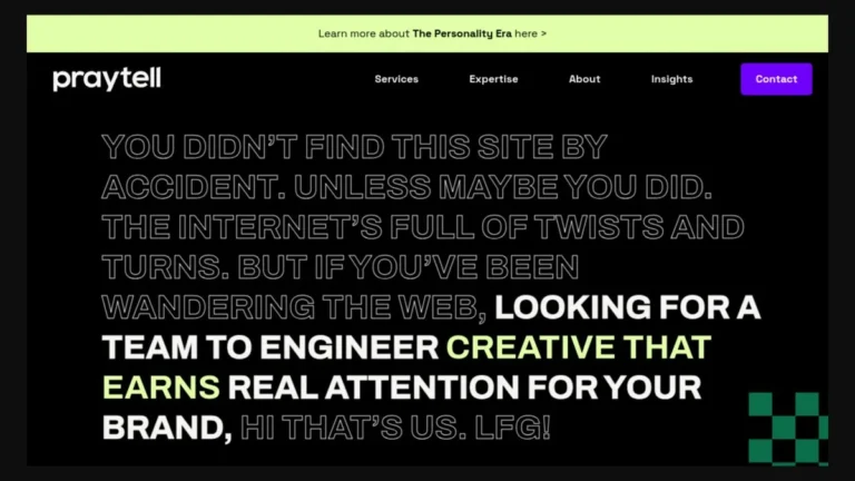 Praytell website, captured July 2026
