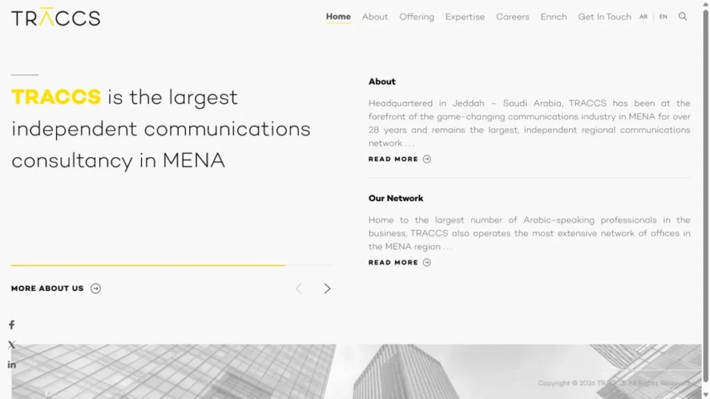 TRACCS website, captured July 2026