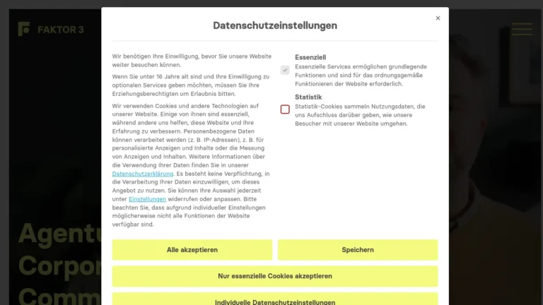 Faktor 3 website, captured July 2026