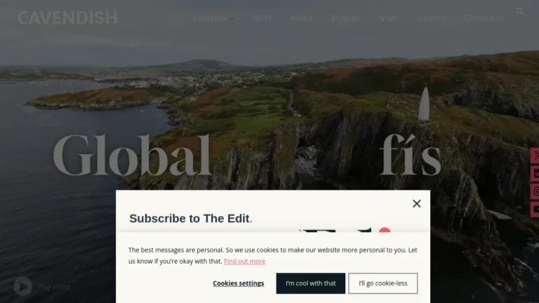 Cavendish website, captured July 2026
