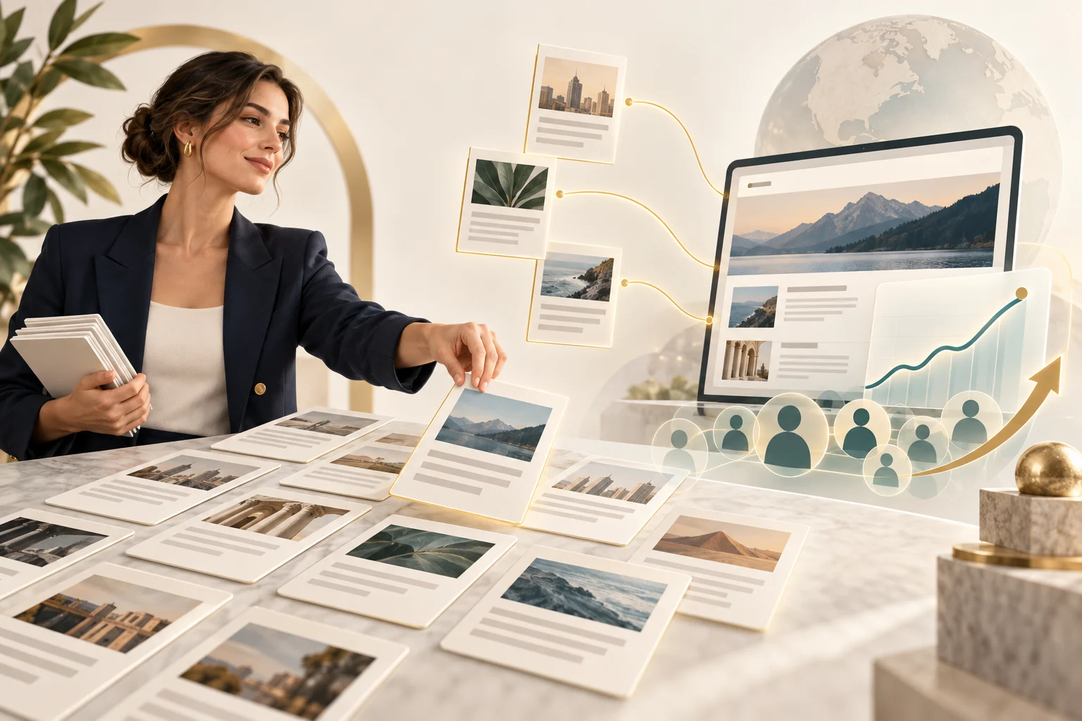 Marketing strategist selecting publications to connect media exposure with relevant website audiences