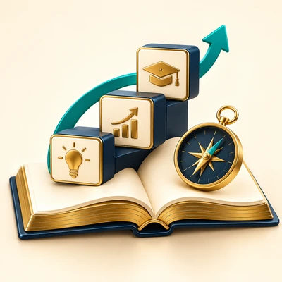 Search strategy learning cards and a gold course emblem